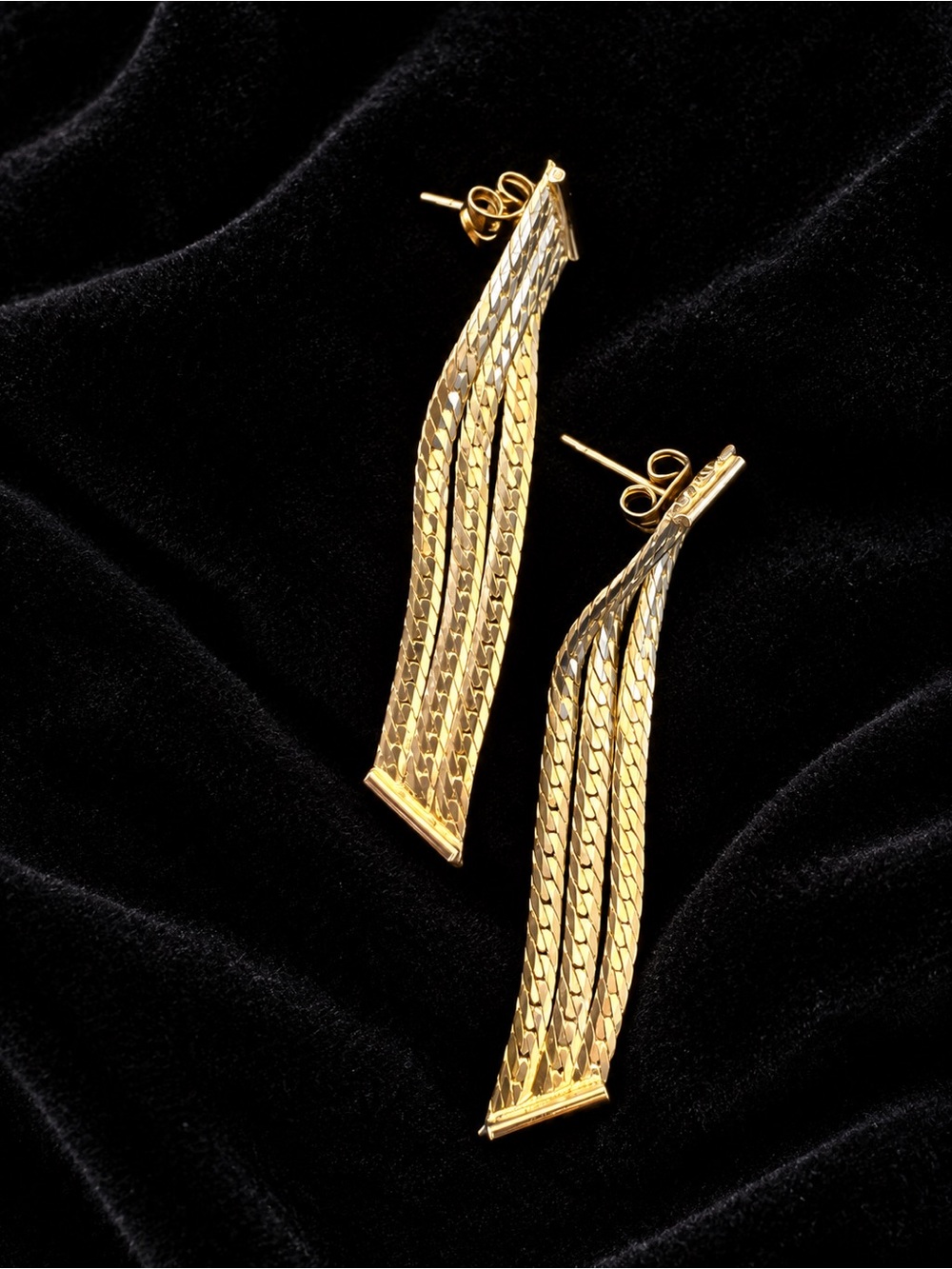 Silver Triple Chain Earrings
